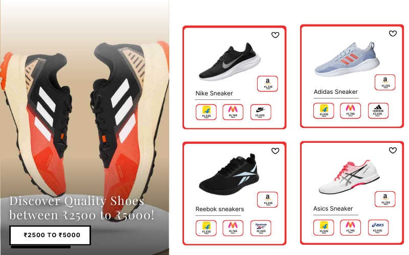 "Explore quality footwear options between ₹2500 to ₹5000 at ShoeDealFinder.
