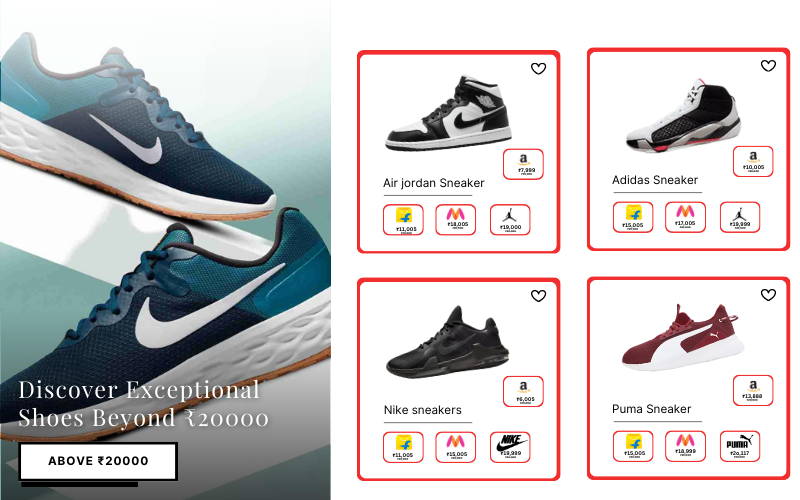 "Explore exceptional shoes priced beyond ₹20000 at ShoeDealFinder.